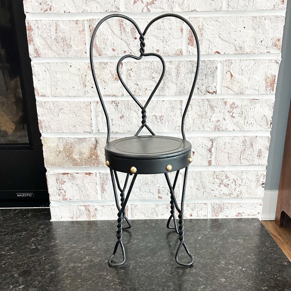 Vintage Doll Chair, Doll Sized Ice Cream Parlor Chair, Wrought Iron Doll Chair,